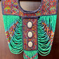 Beaded Tabard Poncho with Traditional Textile & Lilac Jade - Via Turquesa