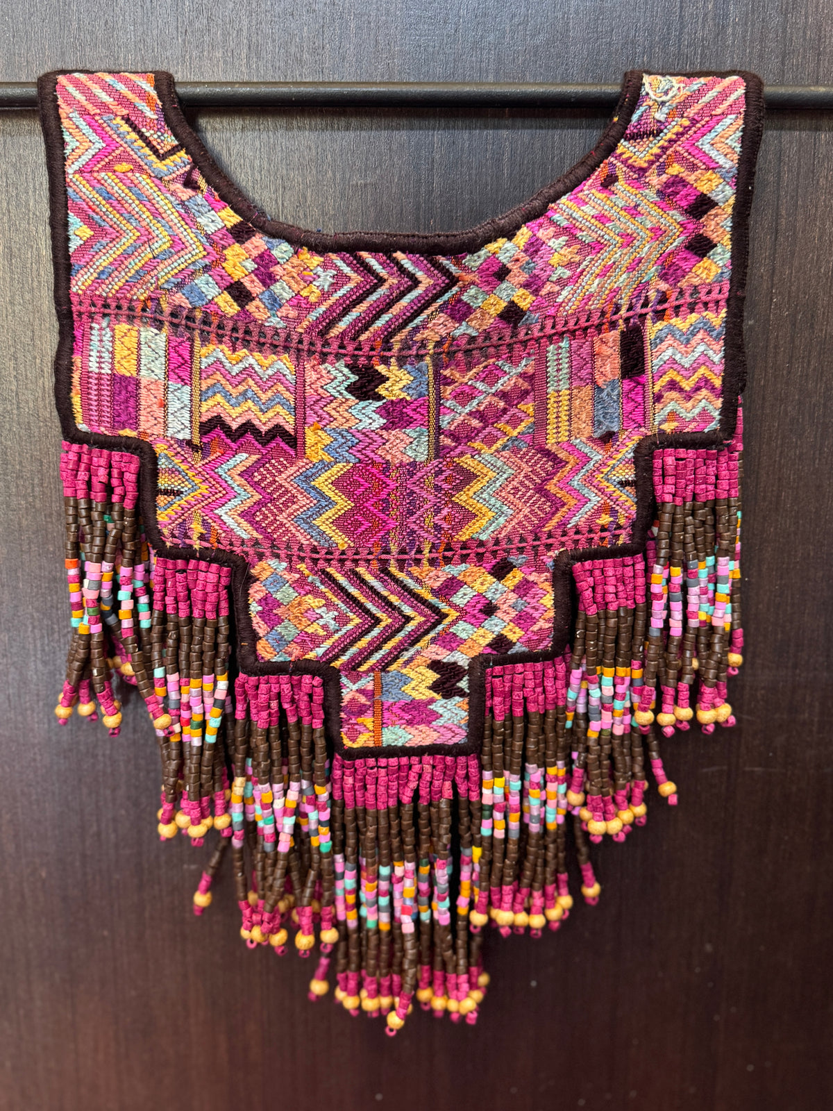 Wearable Art Poncho with Vintage Chichi Textile and Lavender Jade - Cielo Rosa