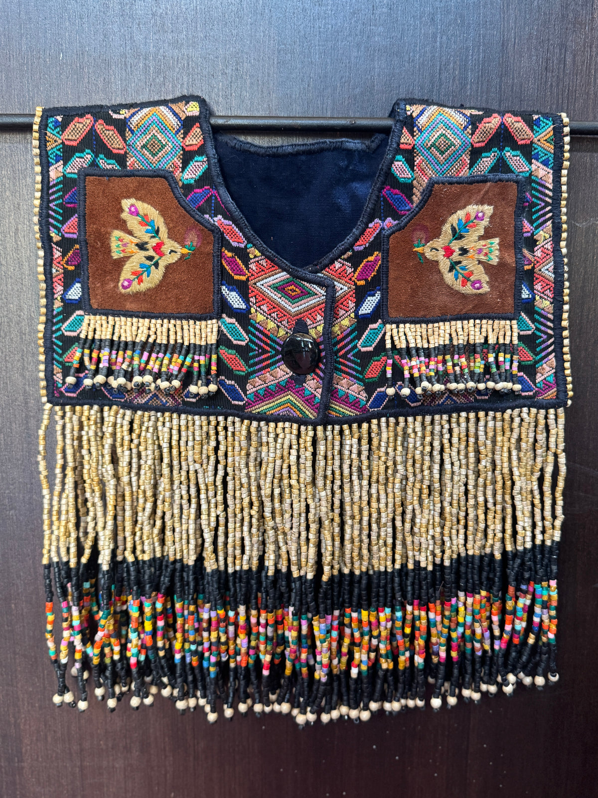 Ceremonial Fringe Poncho with Black Jade - Alas del Cielo