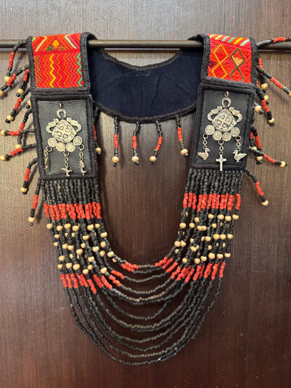 Ceremonial Shoulder Piece with Jade Stones and Ceramic Beads - Chachales
