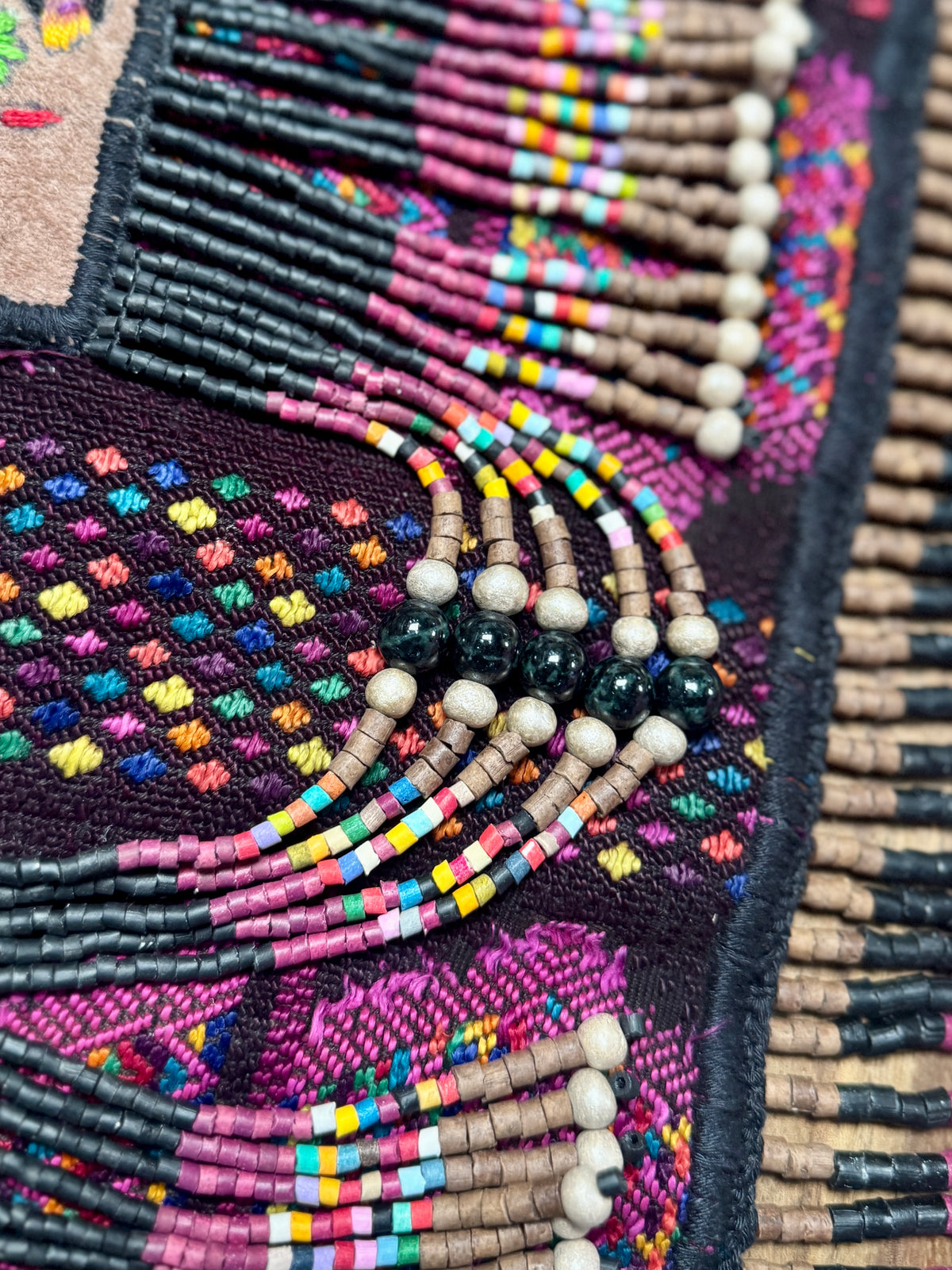 Ceremonial Poncho with Jade & Vintage Huipil - Alas del Cosmos