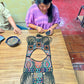 Beaded Tabard Poncho with Traditional Textile & Jade - Universo Nocturno
