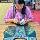 Beaded Tabard Poncho with Traditional Textile & Jade - Noche de Colores