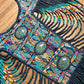 Beaded Tabard Poncho with Traditional Textile & Jade - Noche de Colores