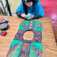 Beaded Tabard Poncho with Traditional Textile & Lilac Jade - Via Turquesa