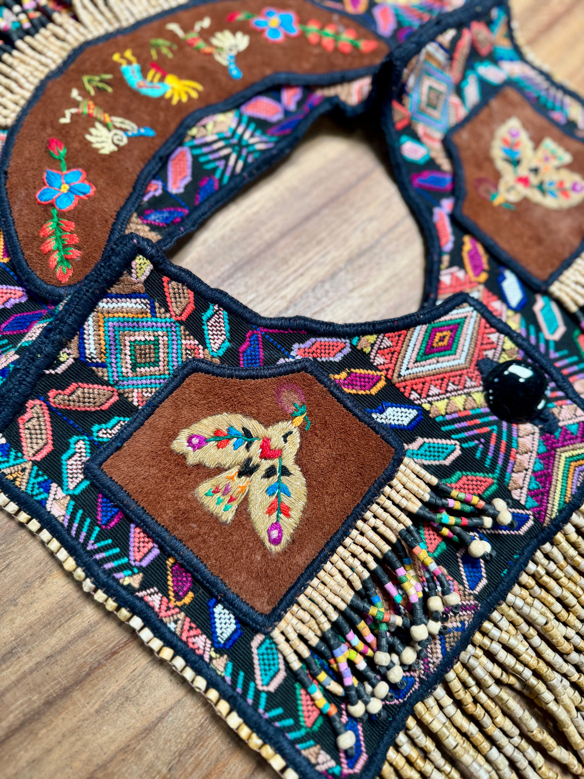 Ceremonial Fringe Poncho with Black Jade - Alas del Cielo