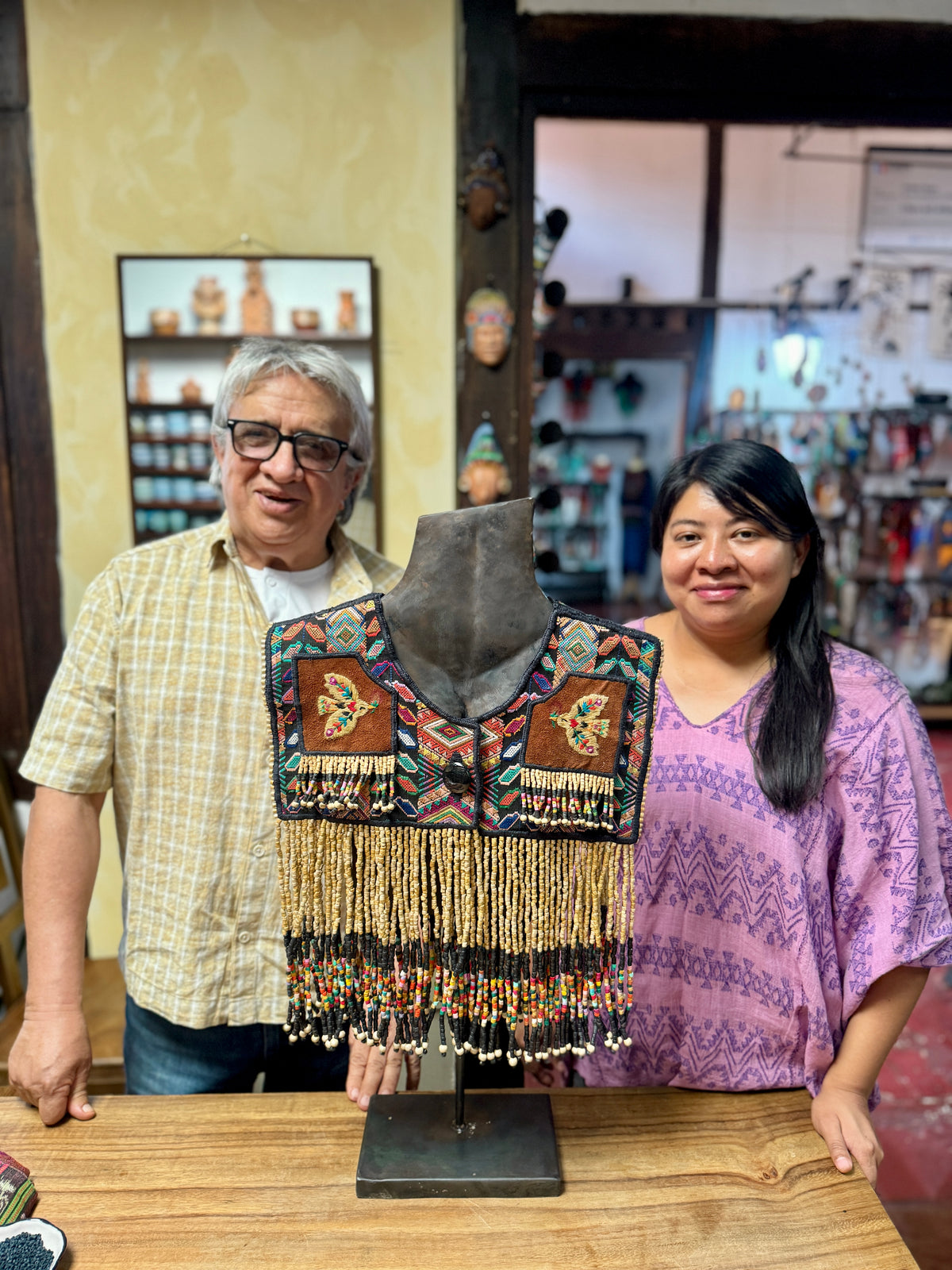 Ceremonial Fringe Poncho with Black Jade - Alas del Cielo