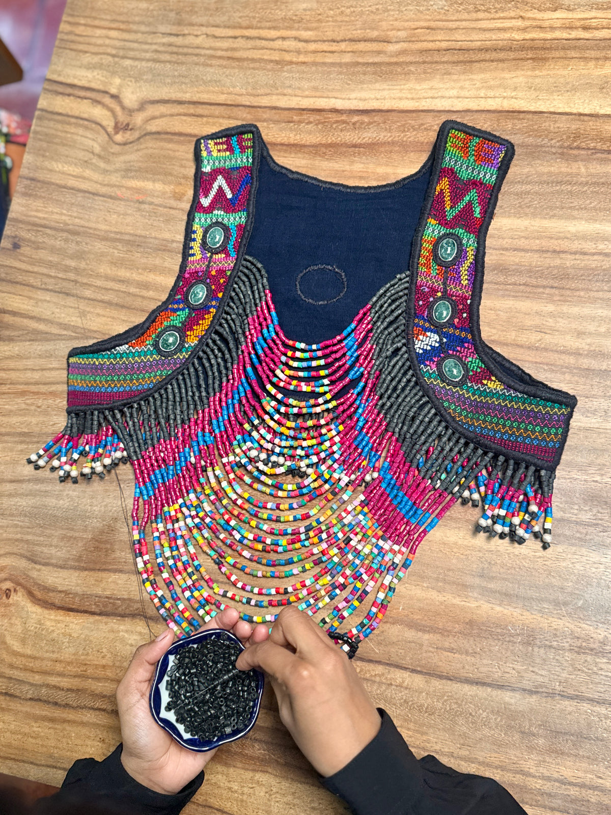 Imperial Draped Bead Vest Vintage Patzún Textile & Jade - 7 Jades Paradise