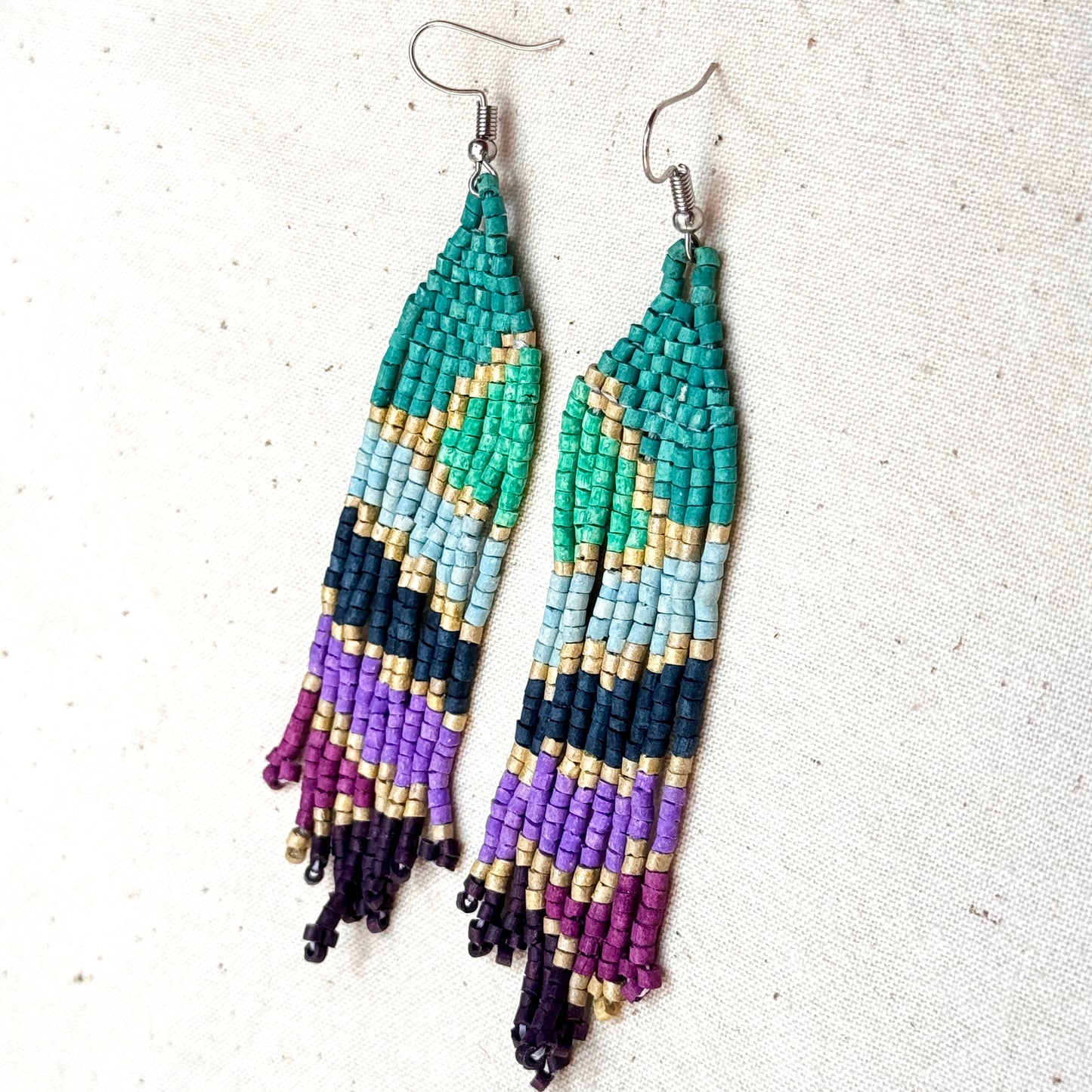 Ultra Lightweight Beaded Earrings in Picasso Inspired Design