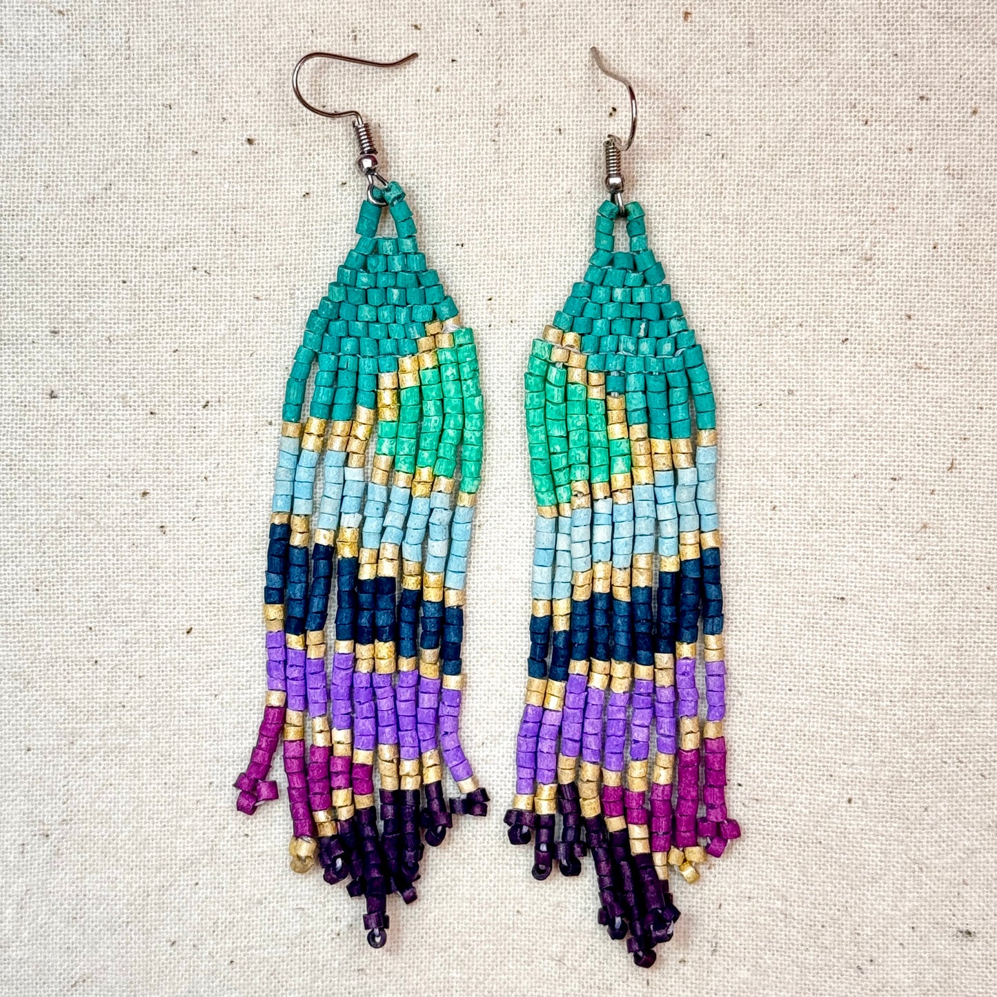 Ultra Lightweight Beaded Earrings in Picasso Inspired Design