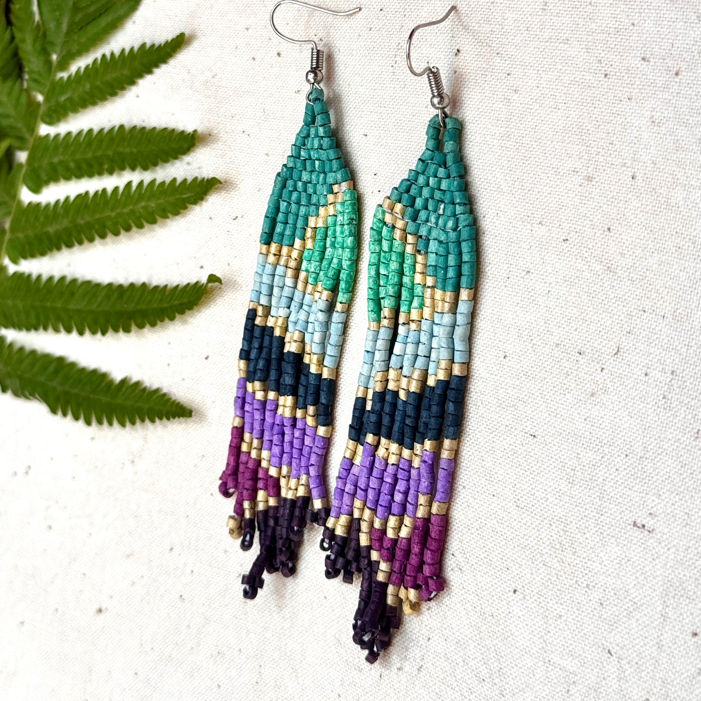 Ultra Lightweight Beaded Earrings in Picasso Inspired Design
