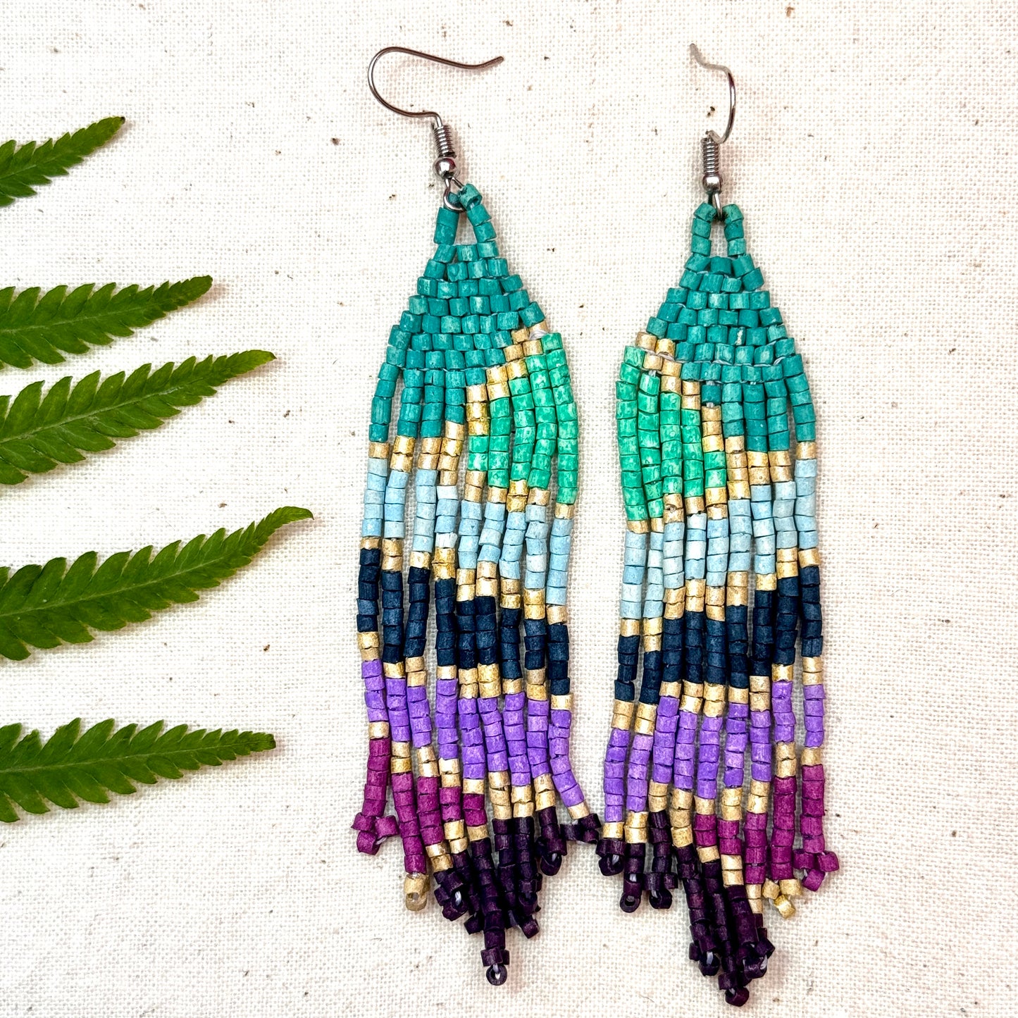 Ultra Lightweight Beaded Earrings in Picasso Inspired Design