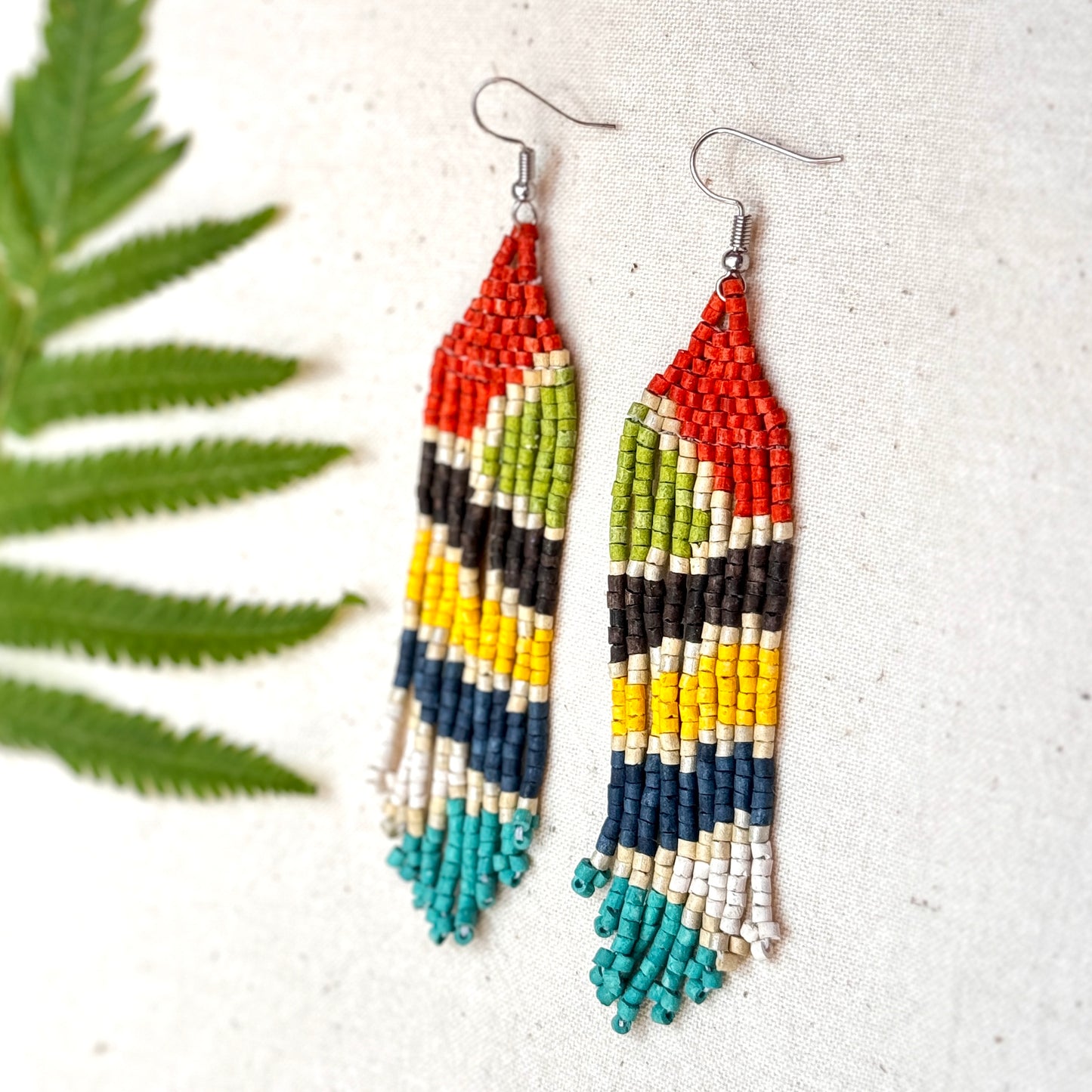 Ultra Lightweight Beaded Earrings in Picasso Inspired Design
