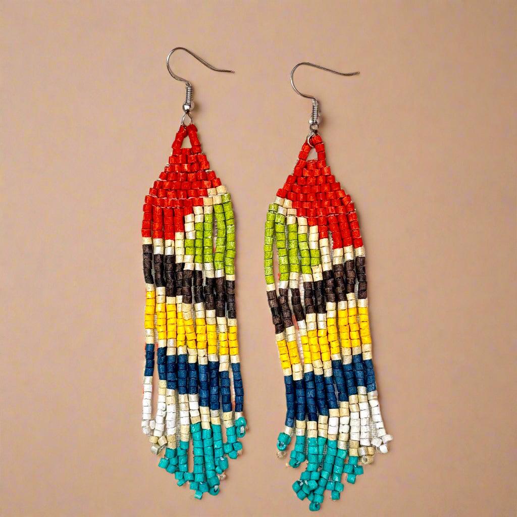 Ultra Lightweight Beaded Earrings in Picasso Inspired Design