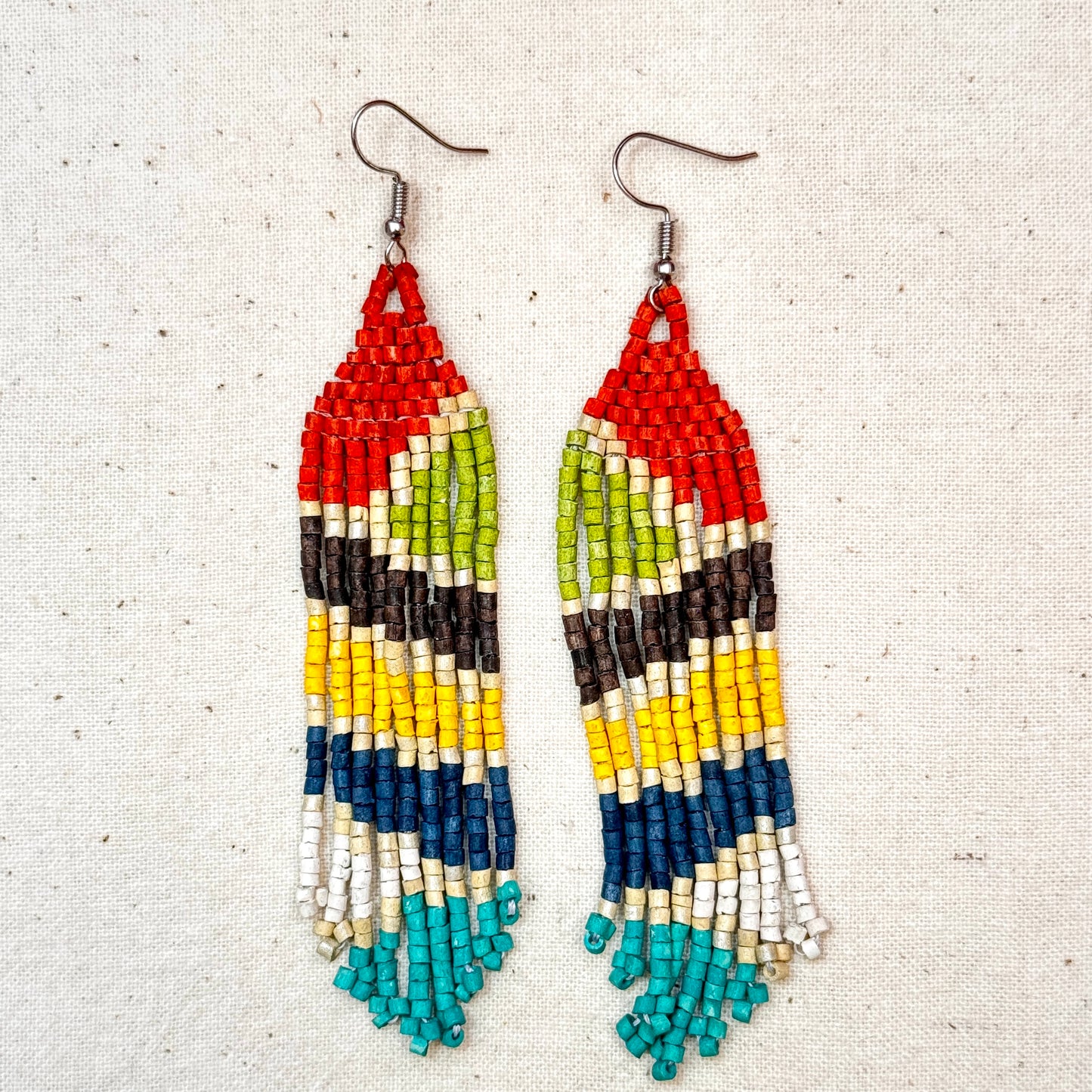 Ultra Lightweight Beaded Earrings in Picasso Inspired Design
