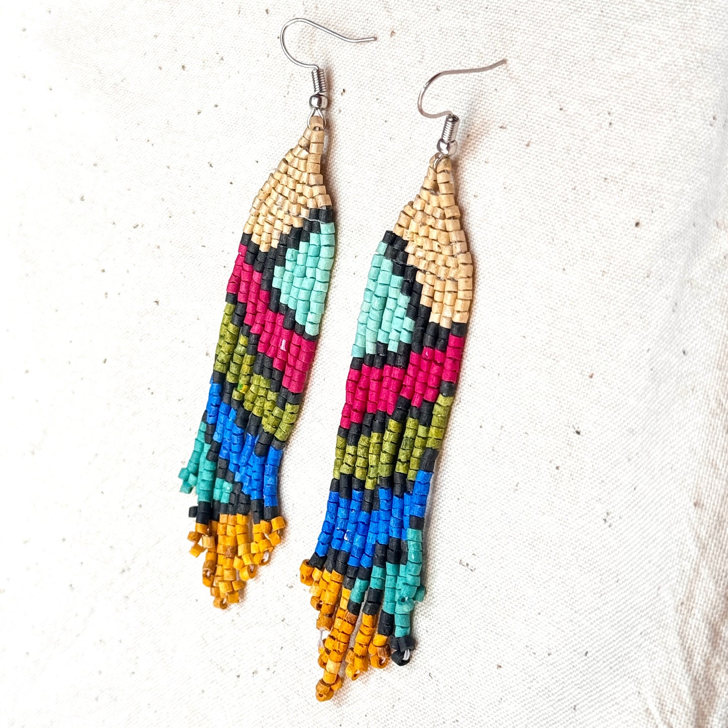 Ultra Lightweight Beaded Earrings in Picasso Inspired Design