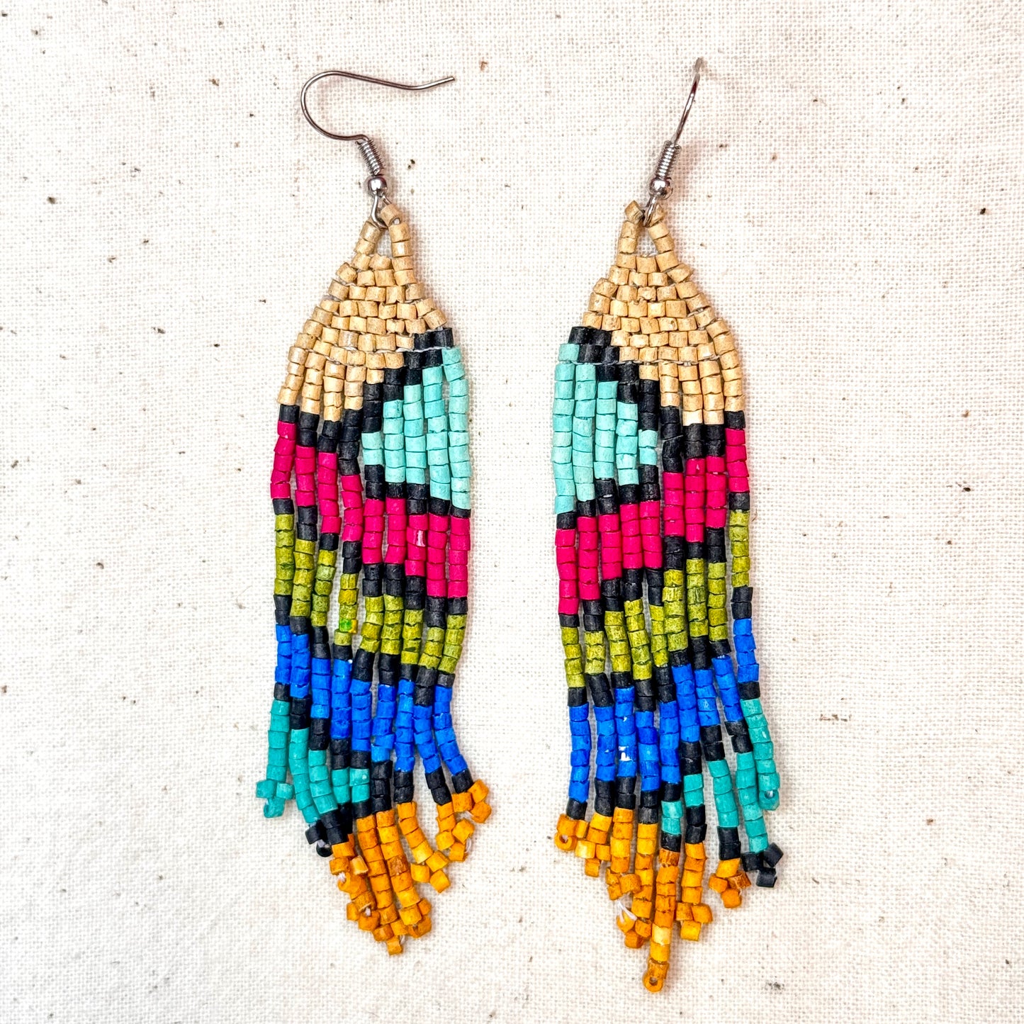 Ultra Lightweight Beaded Earrings in Picasso Inspired Design