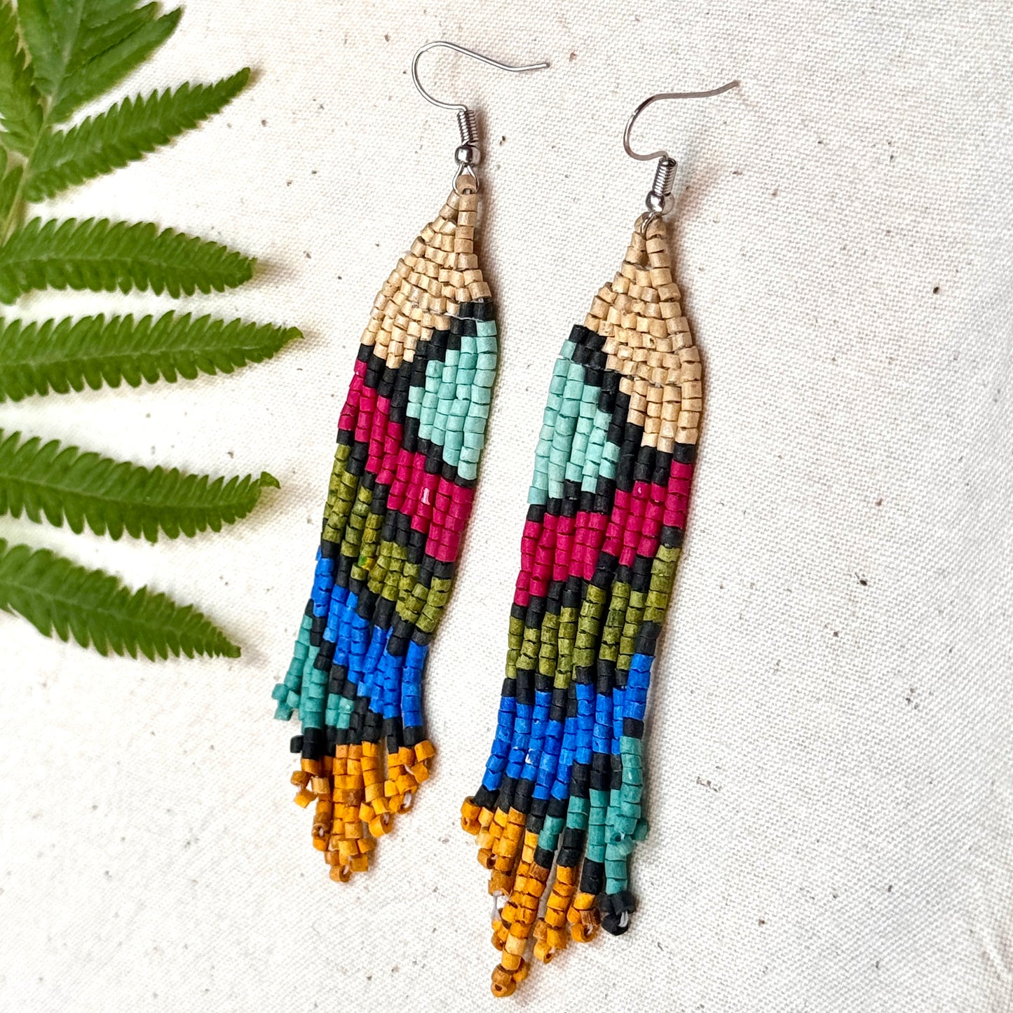 Ultra Lightweight Beaded Earrings in Picasso Inspired Design