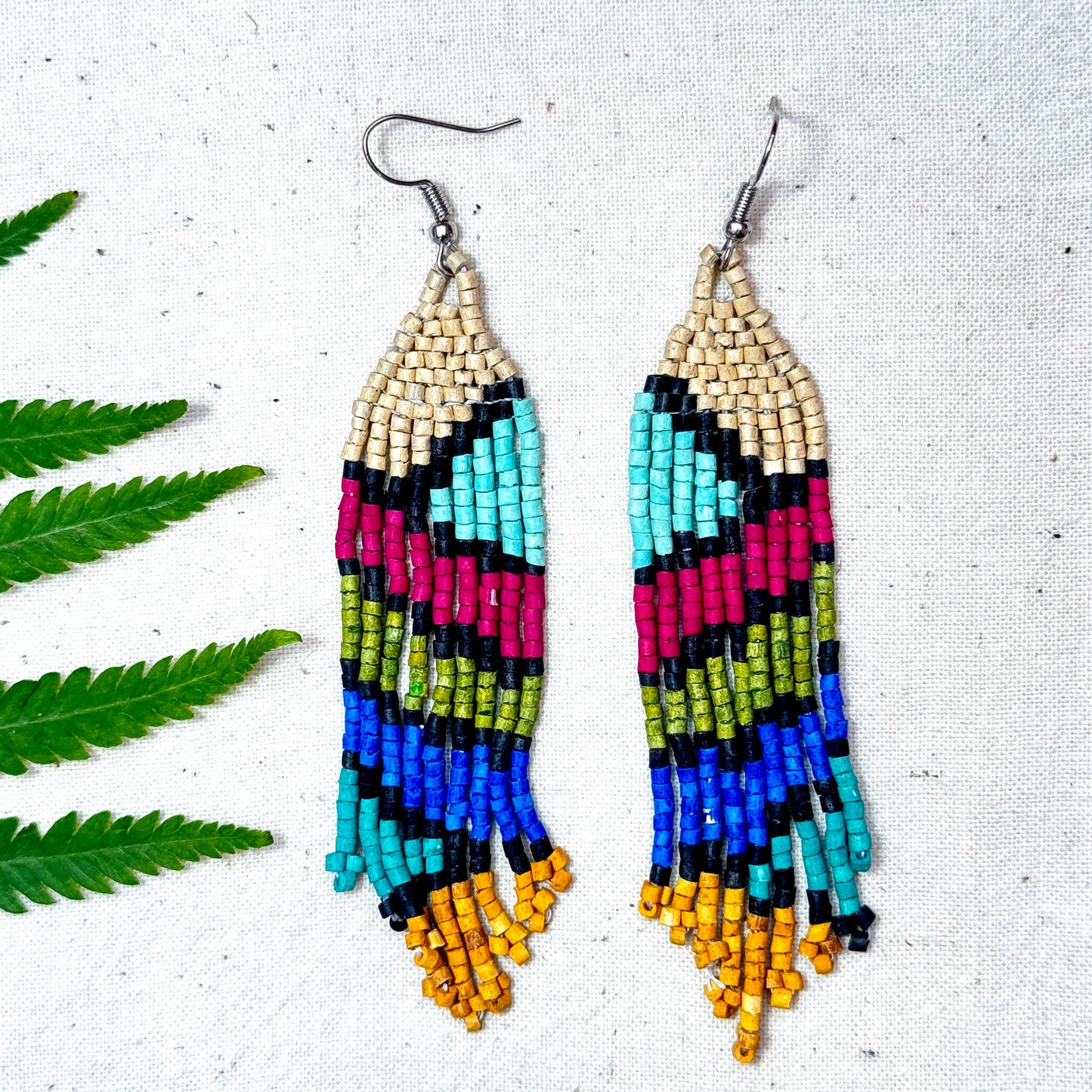 Ultra Lightweight Beaded Earrings in Picasso Inspired Design
