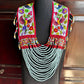 Ceremonial Shoulder Piece with Hand-Embroidered Birds - Stone Blue & Velvet