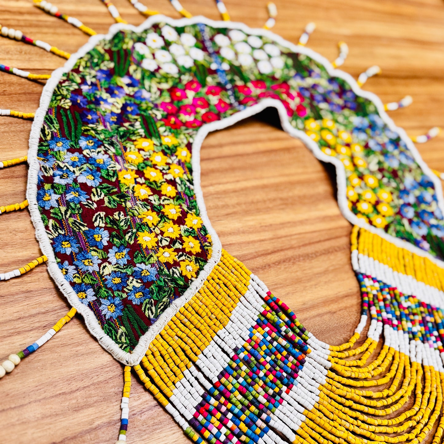 Shoulder Cape with Beads - Huipil Capa, Antique Yellow