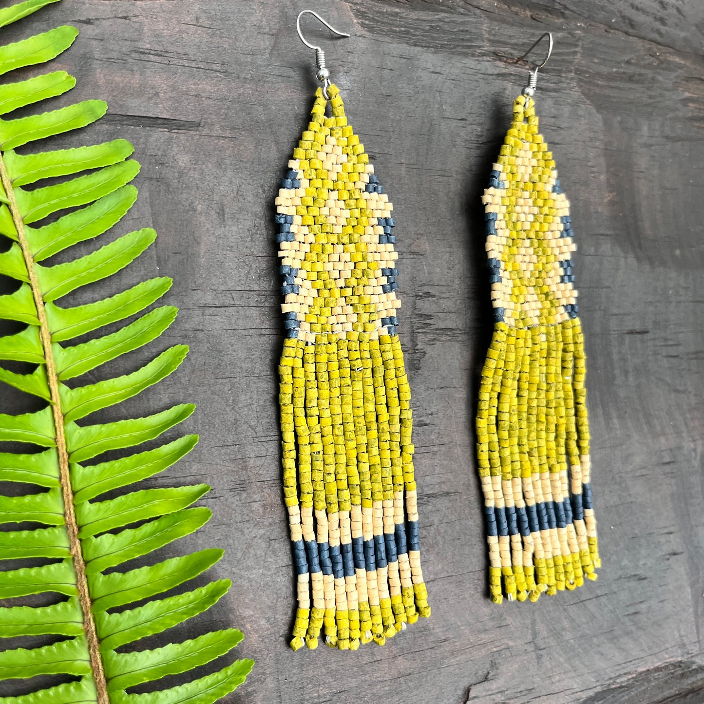 Ceramic Beaded Earrings with Woven Details