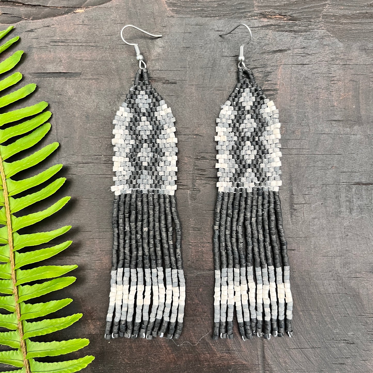 Ceramic Beaded Earrings with Woven Details