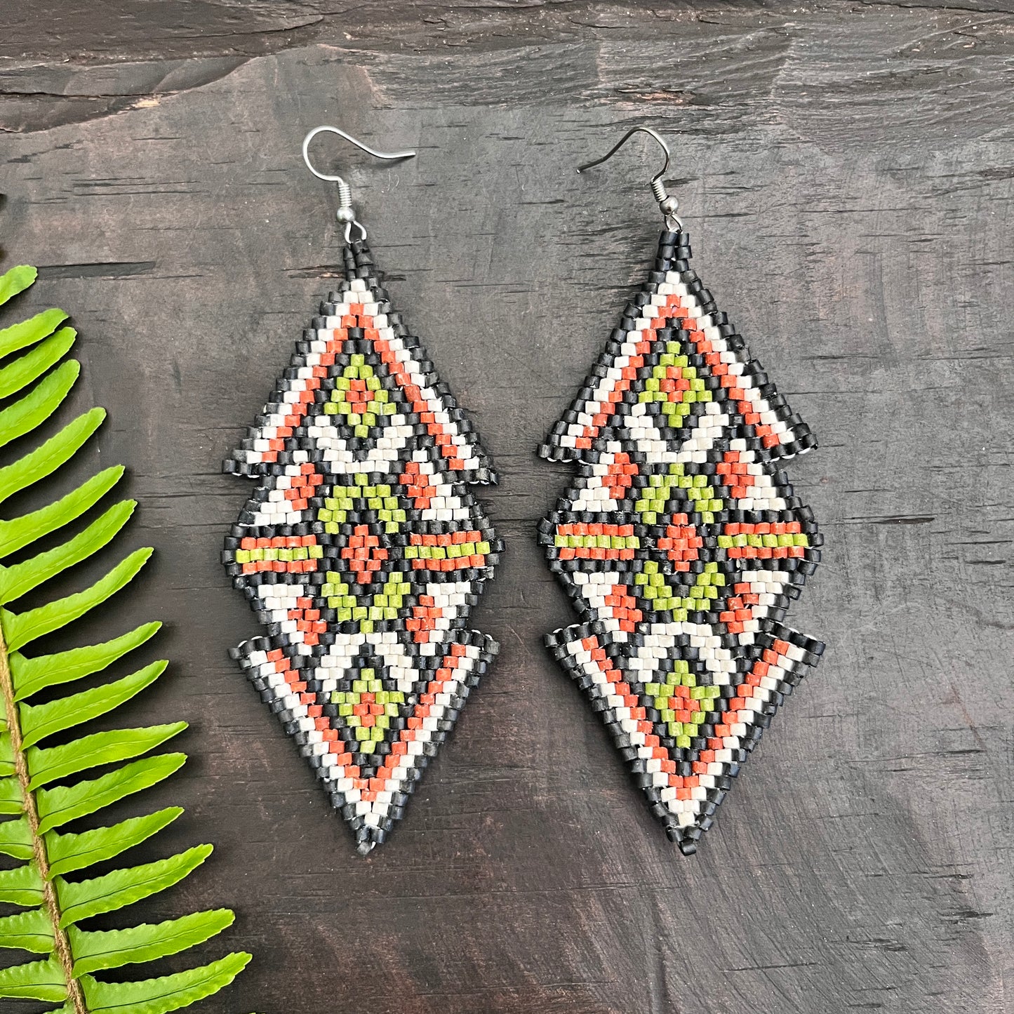 Lightweight Woven Earrings - Tribal Triangles