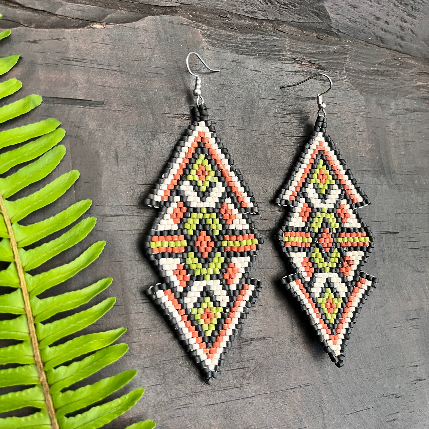 Lightweight Woven Earrings - Tribal Triangles