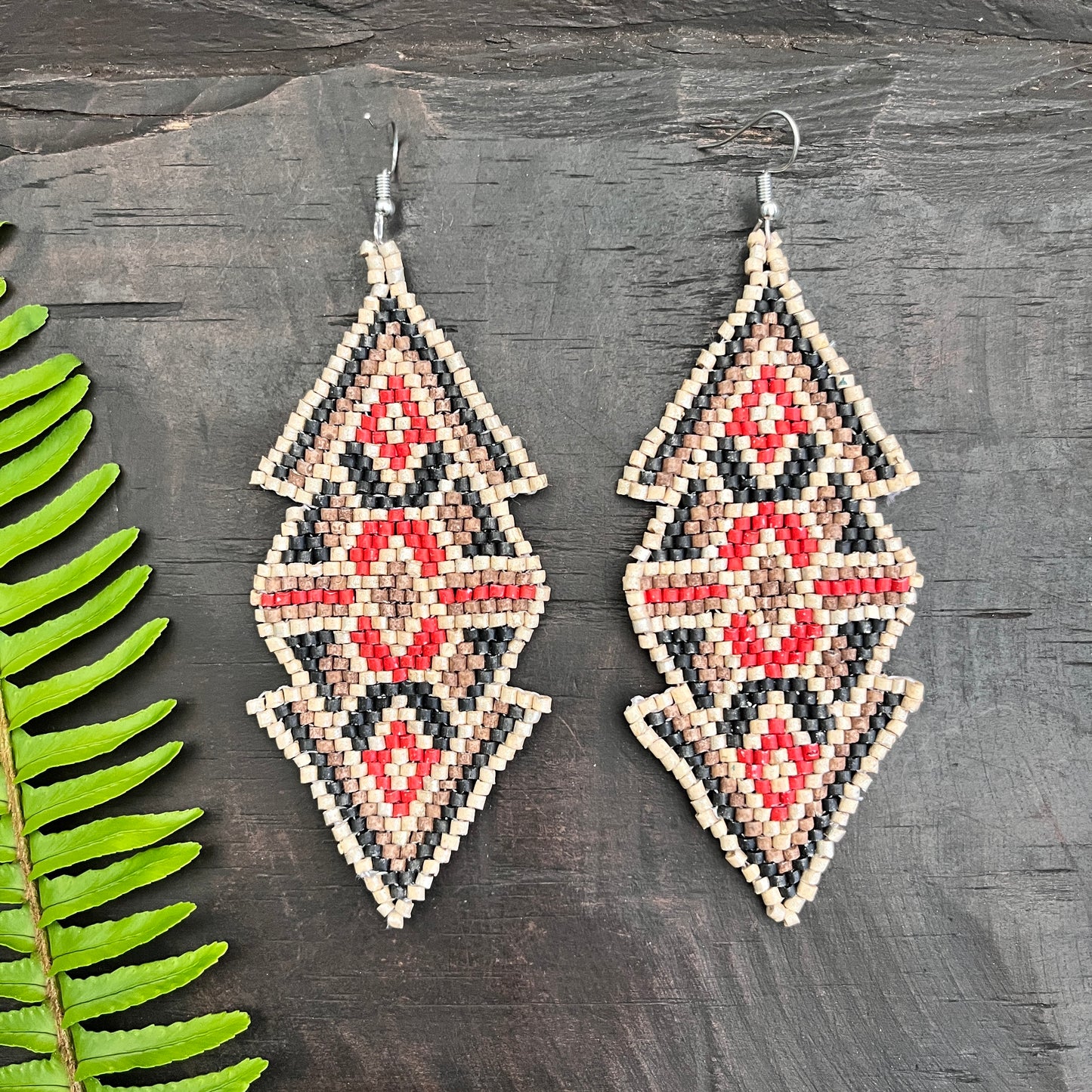 Woven Earrings in Natural Stone Boho Chic Design