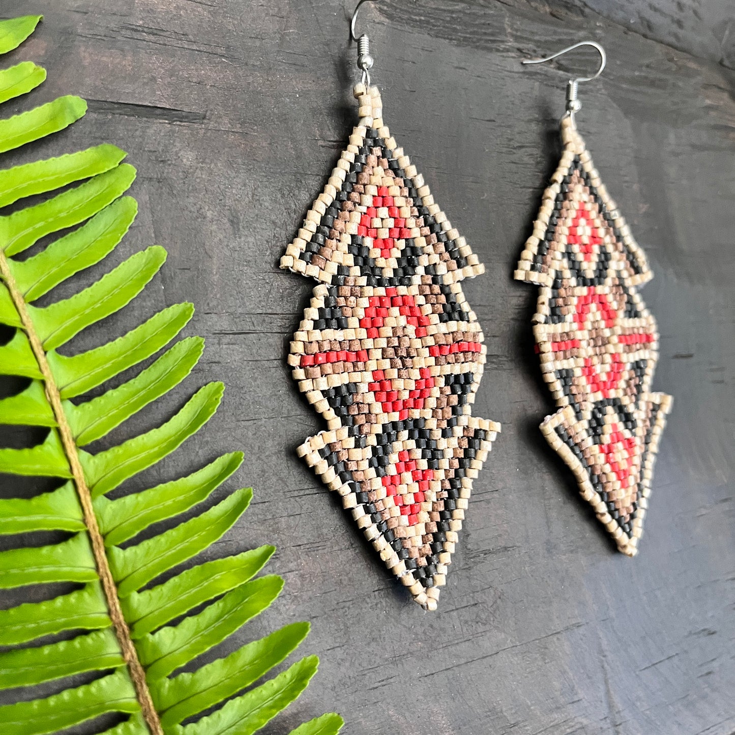 Woven Earrings in Natural Stone Boho Chic Design