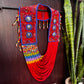 Ceremonial Shoulder Piece with Jade Stones and Beaded Chains - Red Rainbow