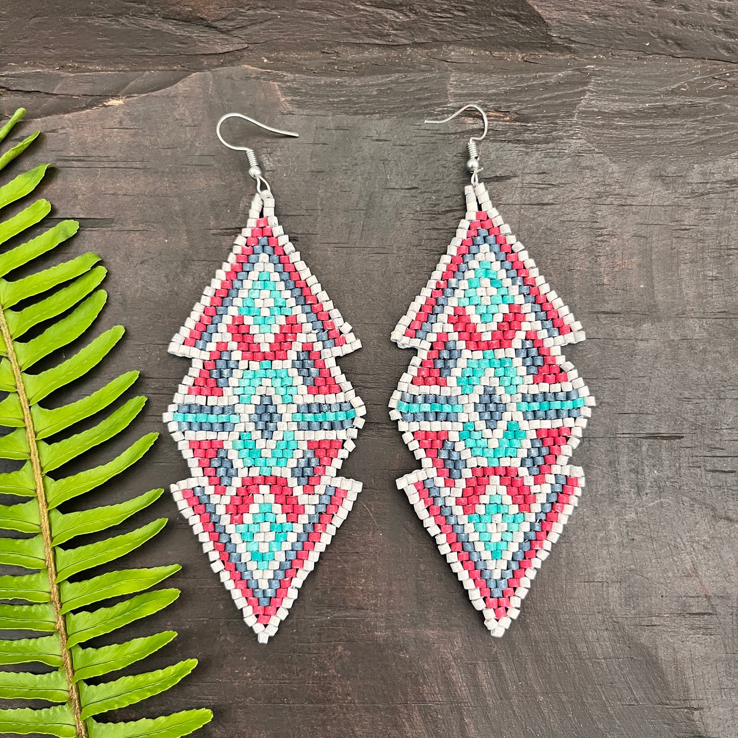 Woven Earrings in Natural Stone Boho Chic Design