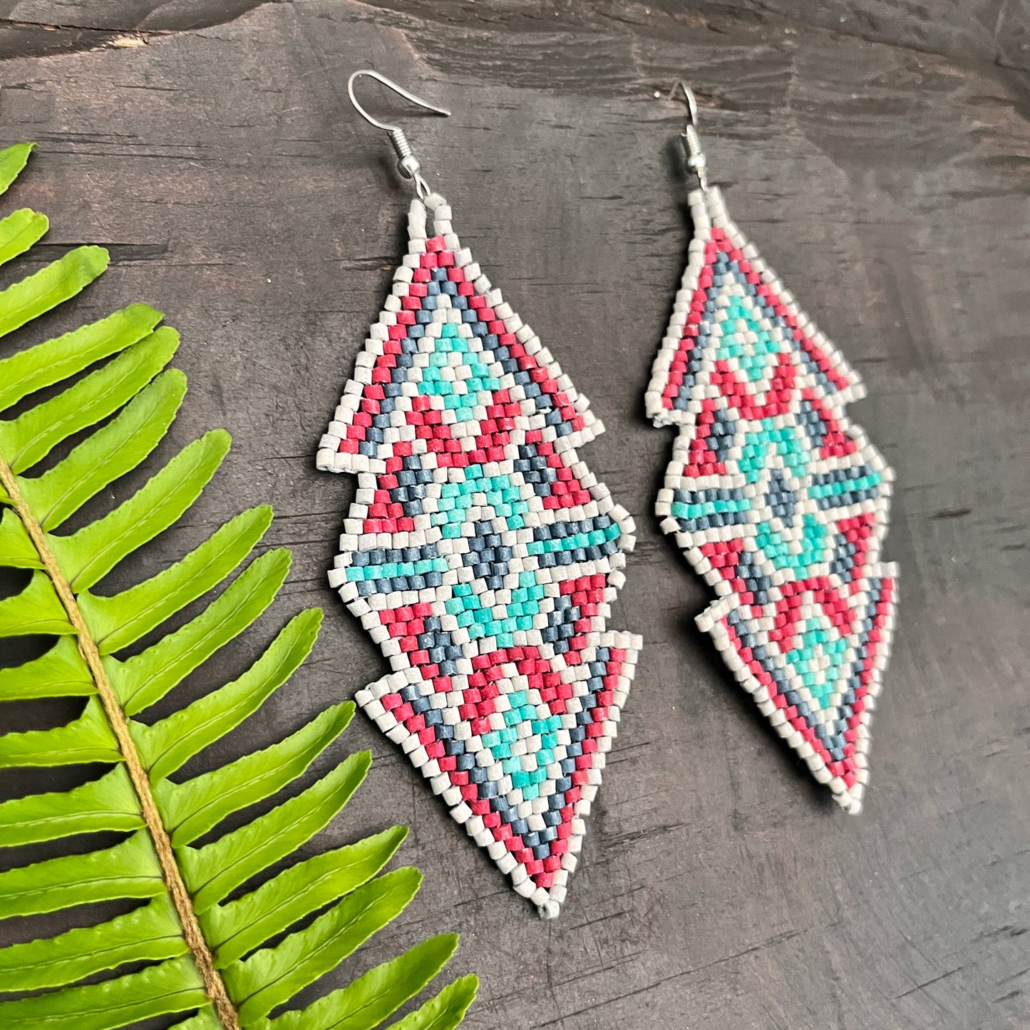 Woven Earrings in Natural Stone Boho Chic Design