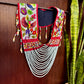 Ceremonial Shoulder Piece with Hand-Embroidered Birds - Stone Blue & Velvet