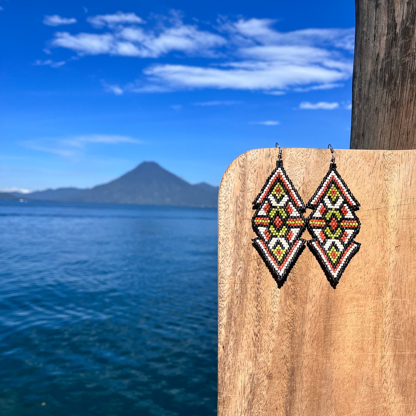 Woven Earrings in Natural Stone Boho Chic Design