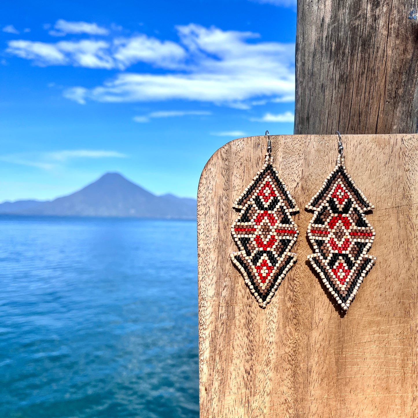 Woven Earrings in Natural Stone Boho Chic Design