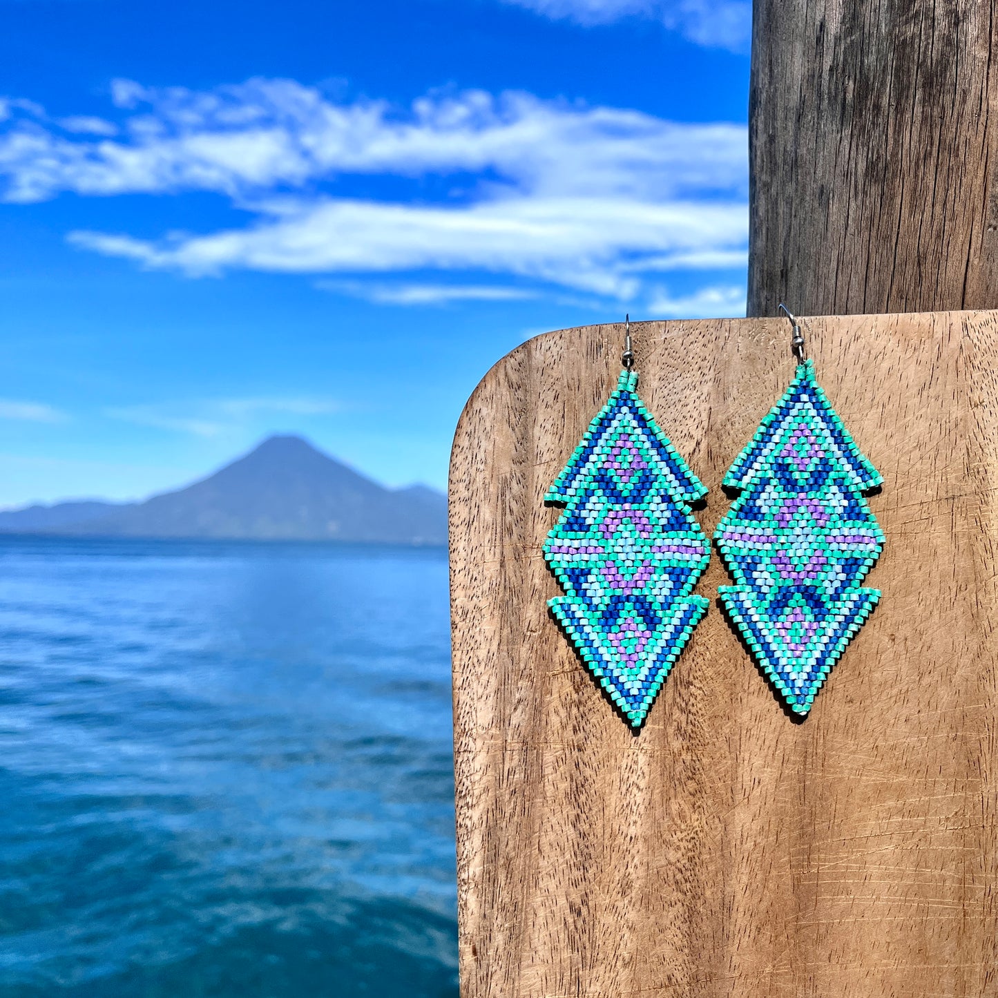 Lightweight Woven Earrings - Tribal Triangles