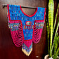 Beaded Tabard Poncho with Traditional Textile & Jade - Fuchsia Palopó
