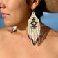Beaded Fringe Earrings with Geoemetric Symbols