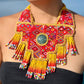 Statement Bib Collar, Precious Jade & Fringes, Adjustable - "Babero"