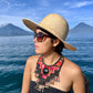 Statement Bib Collar, Precious Jade & Fringes, Adjustable - "Babero"