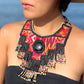 Statement Bib Collar, Precious Jade & Fringes, Adjustable - "Babero"