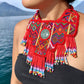 Statement Bib Collar, Precious Jade & Fringes, Adjustable - "Babero"
