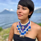 Statement Bib Collar, Precious Jade & Fringes, Adjustable - "Babero", Blues