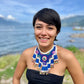 Statement Bib Collar, Precious Jade & Fringes, Adjustable - "Babero", Blues