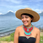 Statement Bib Collar, Precious Jade & Fringes, Adjustable - "Babero", Blues