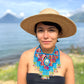 Statement Bib Collar, Precious Jade & Fringes, Adjustable - "Babero", Blues