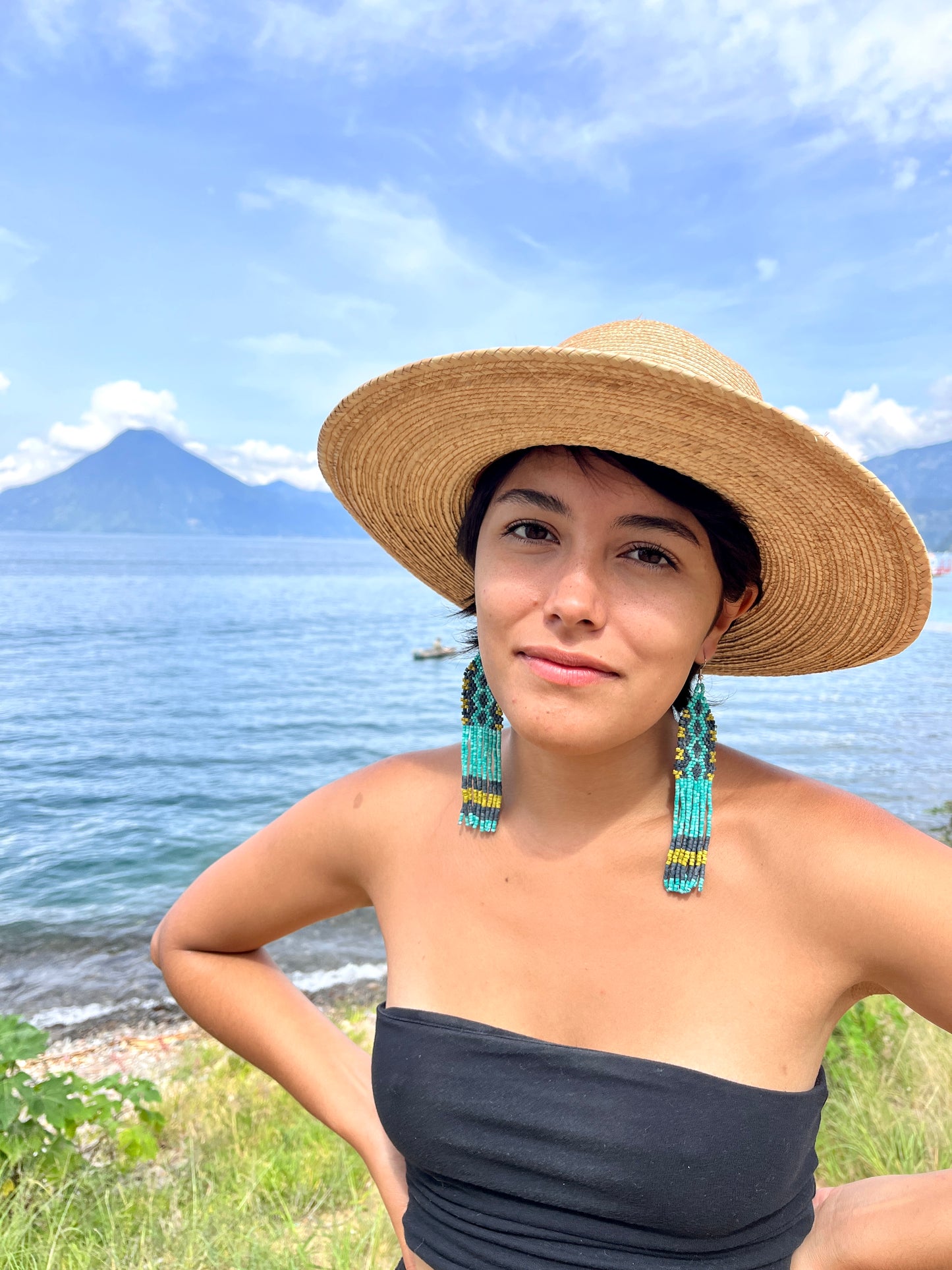 Ceramic Beaded Earrings with Woven Details