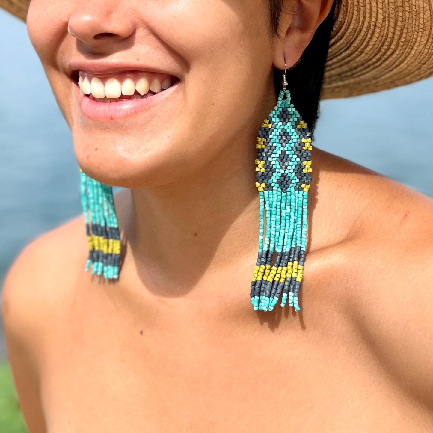 Woven Fringe Earrings - Rombo